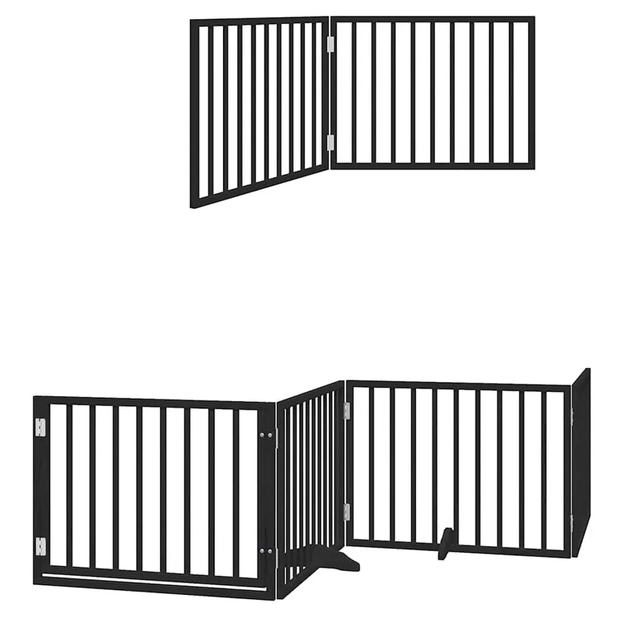 Barrière pour chien porte pliable 6 panneaux noir bois peuplier - 3