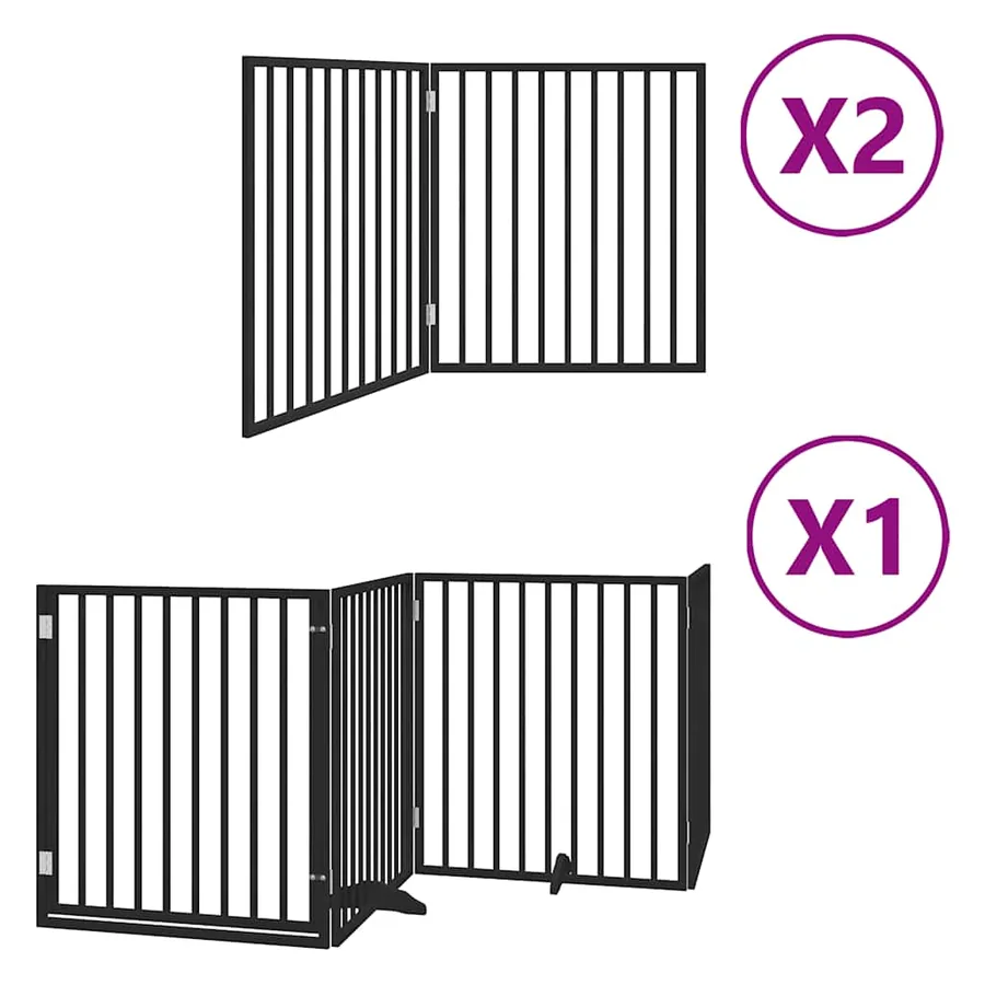 Barrière pour chien porte pliable 8 panneaux noir bois peuplier - 2