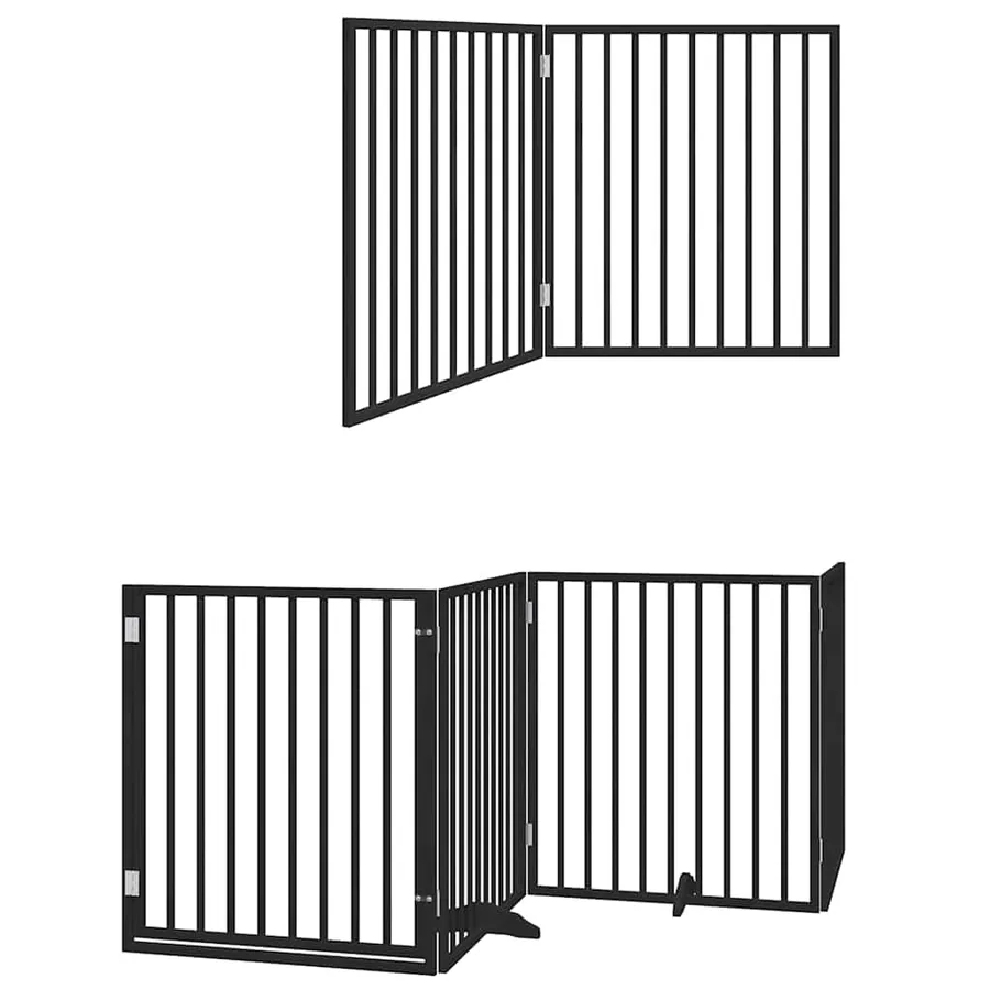 Barrière pour chien porte pliable 12panneaux noir bois peuplier - 12