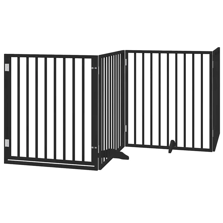 Barrière pour chien porte pliable 12panneaux noir bois peuplier - 3