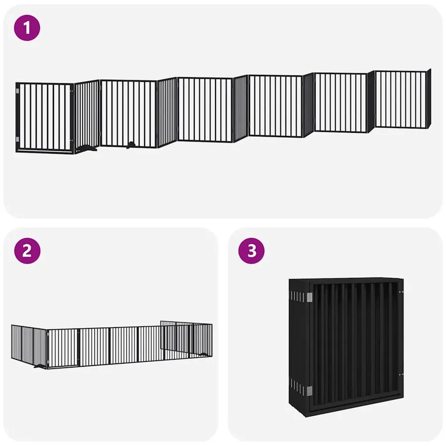 Barrière pour chien porte pliable 12panneaux noir bois peuplier - 5
