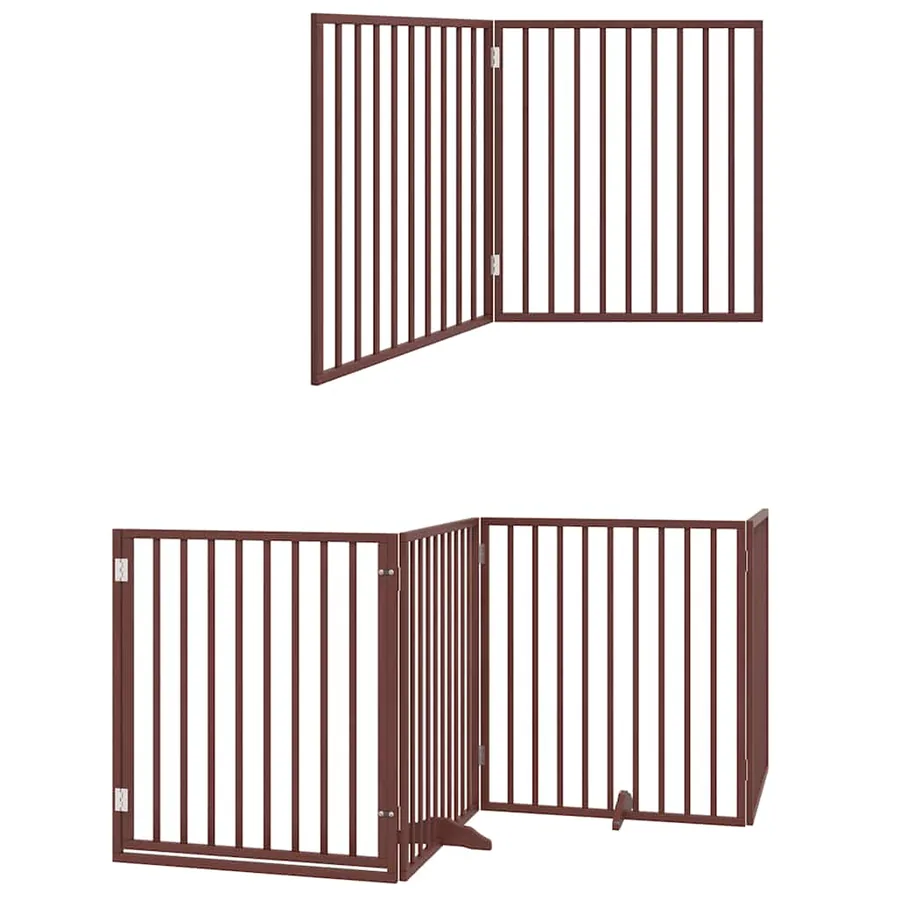 Barrière pour chien avec porte pliable 6 panneaux bois peuplier - 12