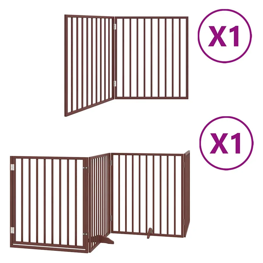 Barrière pour chien avec porte pliable 6 panneaux bois peuplier - 2