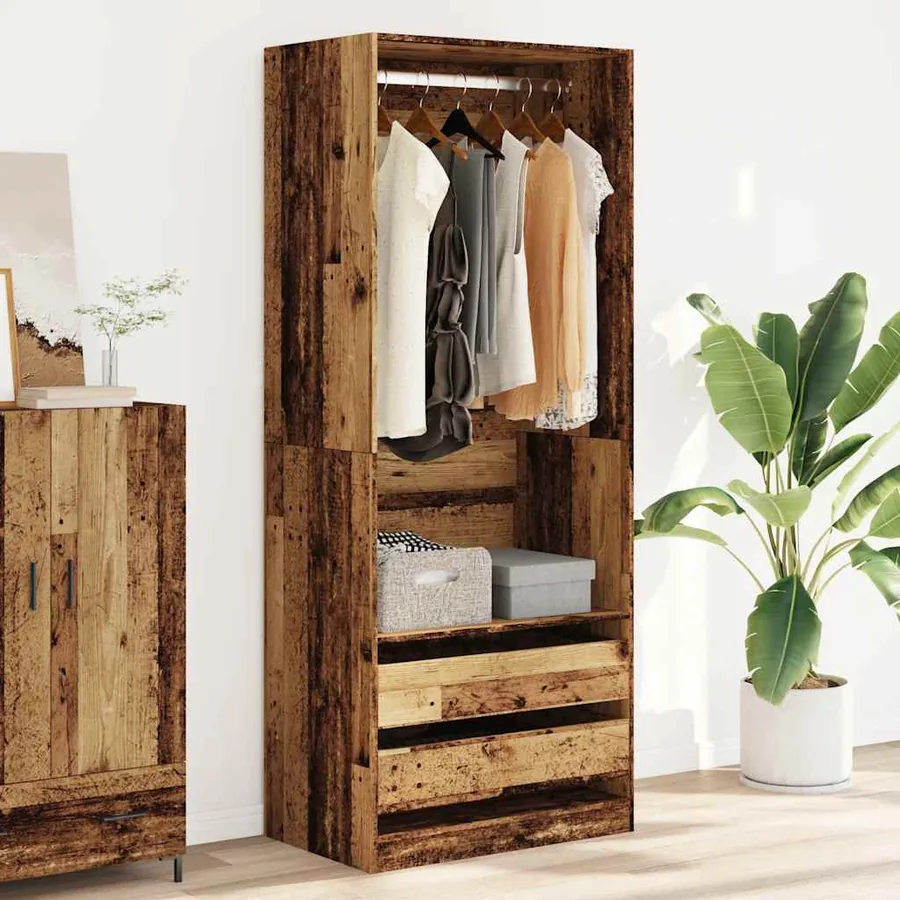 Garde-robe vieux bois 80x50x200 cm bois d'ingénierie - 3