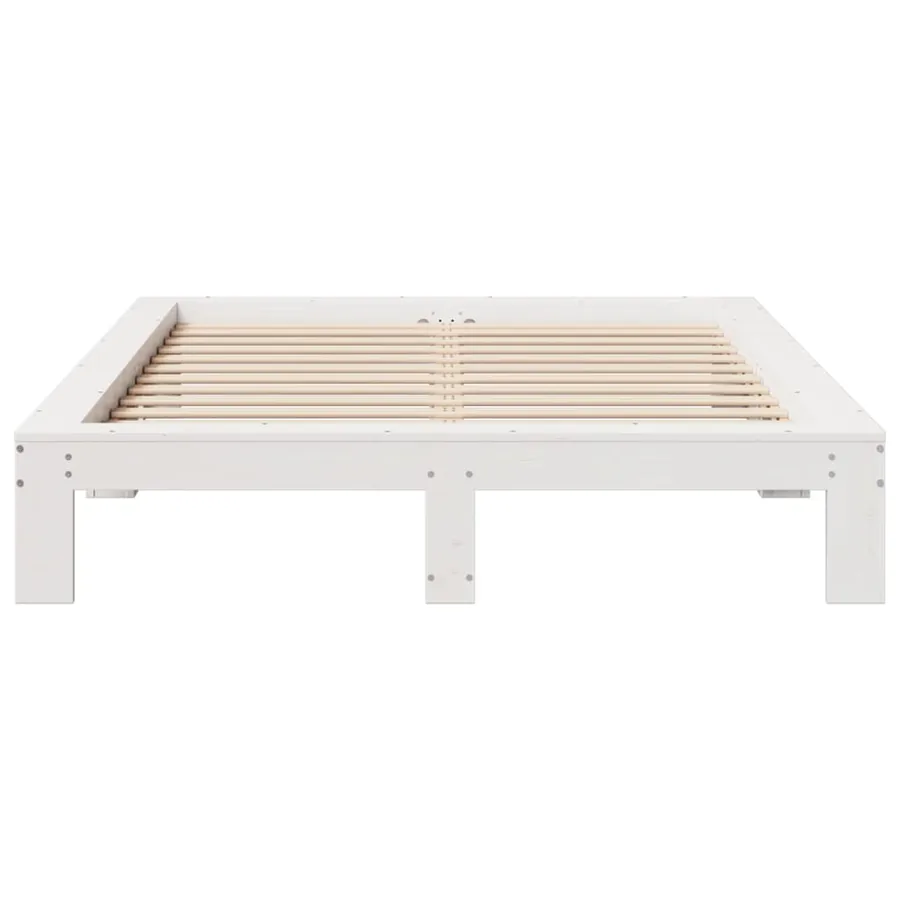 Cadre de lit sans matelas blanc 150x200 cm bois de pin massif - 4