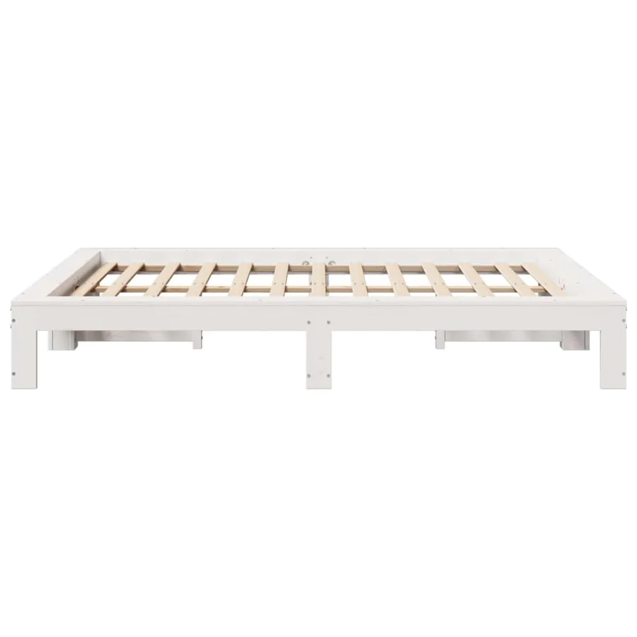 Cadre de lit sans matelas blanc 150x200 cm bois de pin massif - 5
