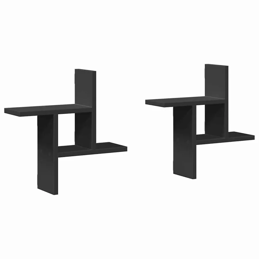Étagères murales 2 pcs noir 38x12x38 cm bois d'ingénierie - 2