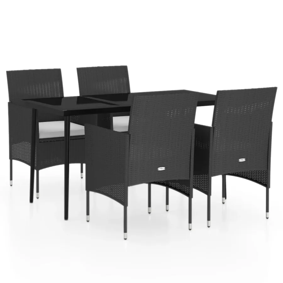 Ensemble à manger de jardin avec coussins 5 pcs Noir - 2