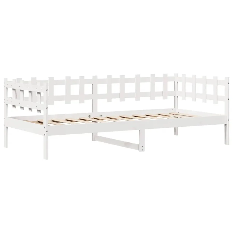Lit de jour et tiroirs sans matelas blanc 90x190 cm bois massif - 5