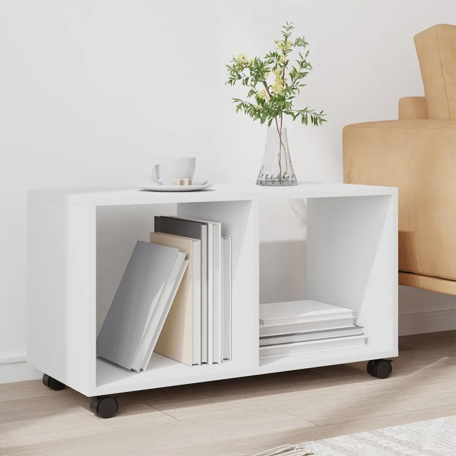 Armoire à roulettes blanc 72x33x42,5 cm bois d'ingénierie - 3