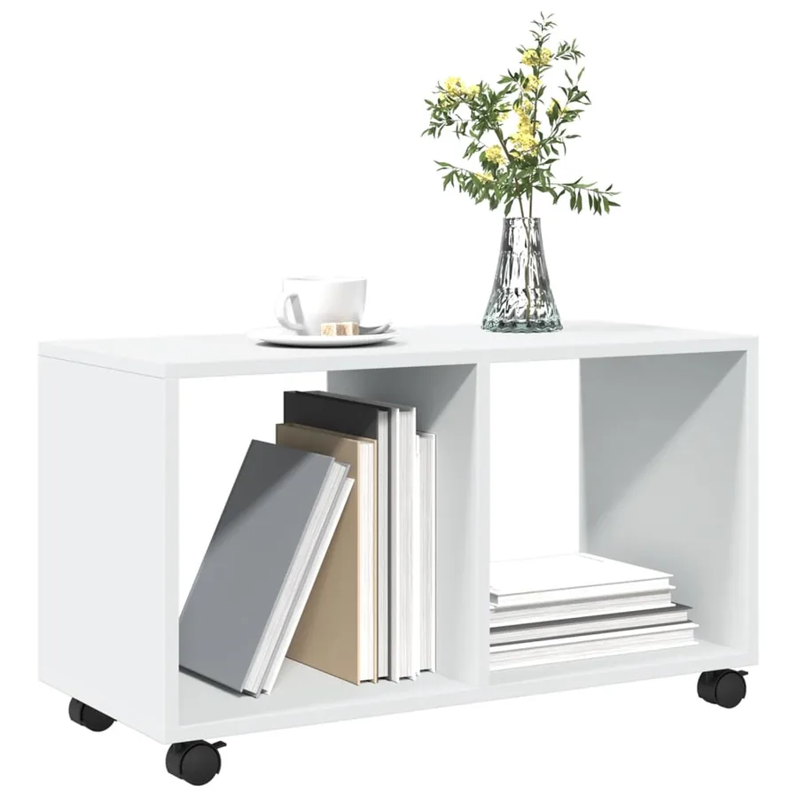 Armoire à roulettes blanc 72x33x42,5 cm bois d'ingénierie - 4