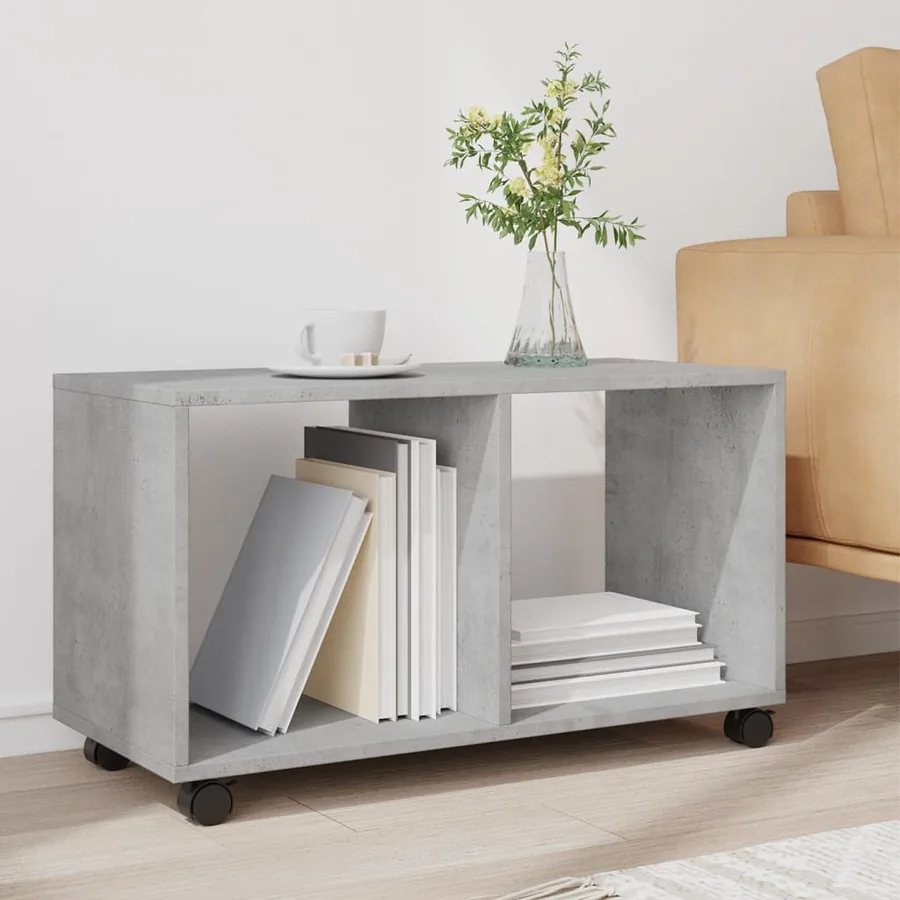 Armoire à roulettes gris béton 72x33x42,5 cm bois d’ingénierie - 3