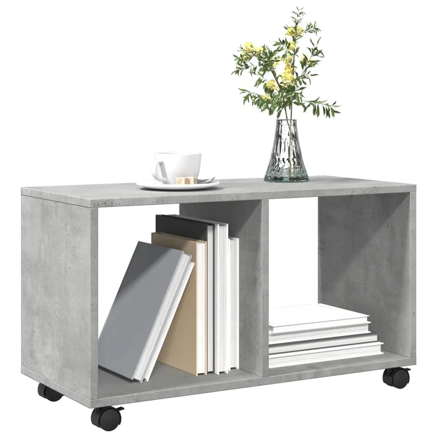 Armoire à roulettes gris béton 72x33x42,5 cm bois d’ingénierie - 4