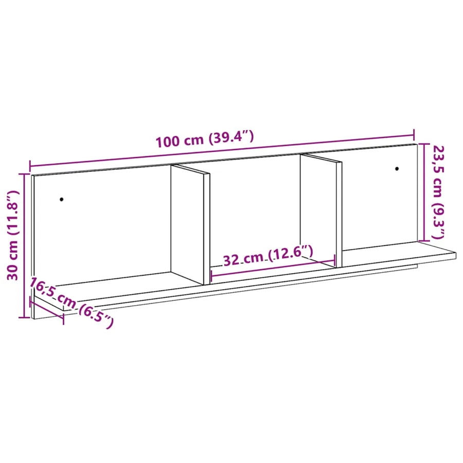 Armoire murale 100x16,5x30 cm gris béton bois d'ingénierie - 9