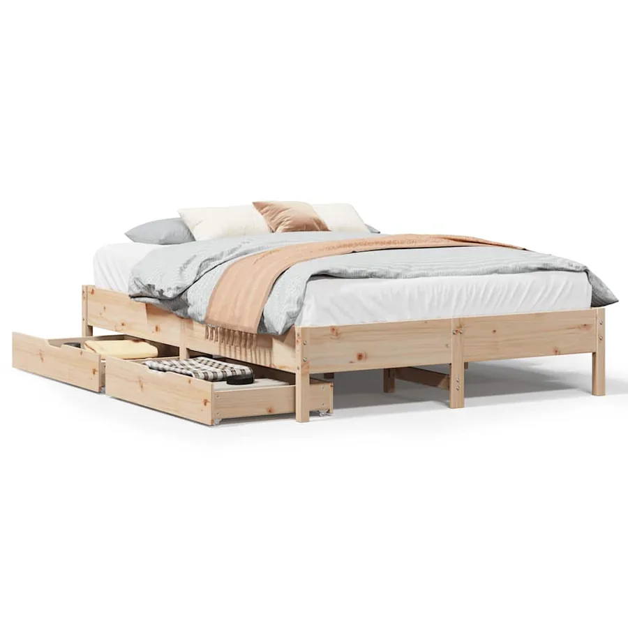Cadre de lit sans matelas 120x190 cm bois de pin massif - 2