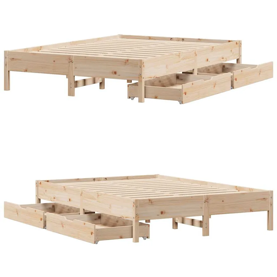 Cadre de lit sans matelas 120x190 cm bois de pin massif - 9