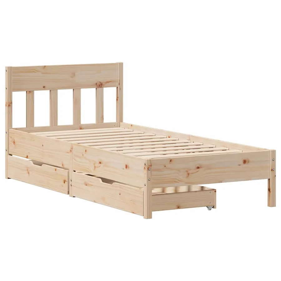 Cadre de lit sans matelas 75x190 cm bois de pin massif - 3