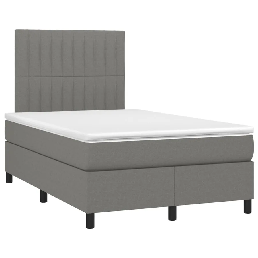 Sommier à lattes de lit et matelas et LED Gris foncé 120x200 cm - 3