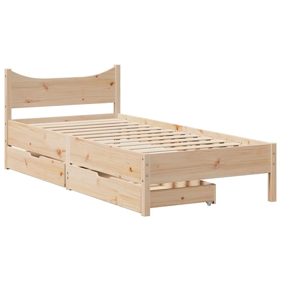 Cadre de lit avec tiroirs 75x190 cm bois de pin massif - 2