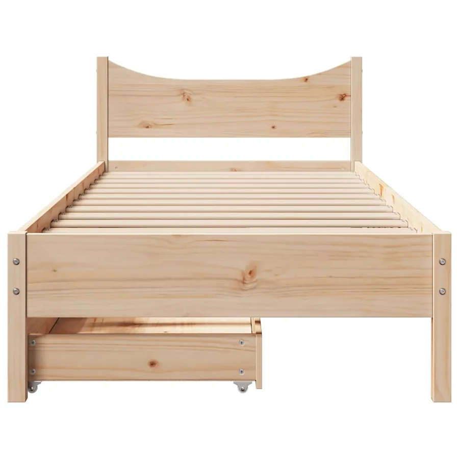 Cadre de lit avec tiroirs 75x190 cm bois de pin massif - 4