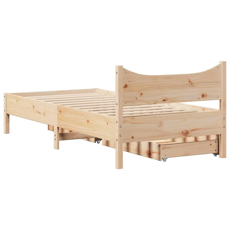Cadre de lit avec tiroirs 75x190 cm bois de pin massif - 8