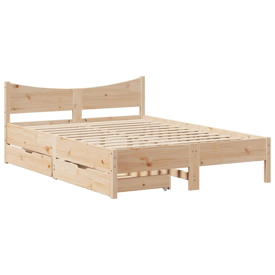 Cadre de lit avec tiroirs 135x190 cm Bois de pin massif - 2