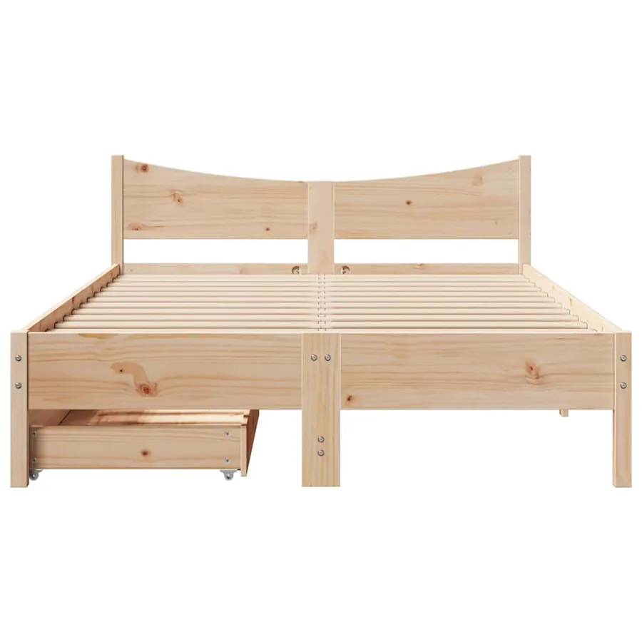 Cadre de lit avec tiroirs 135x190 cm Bois de pin massif - 4