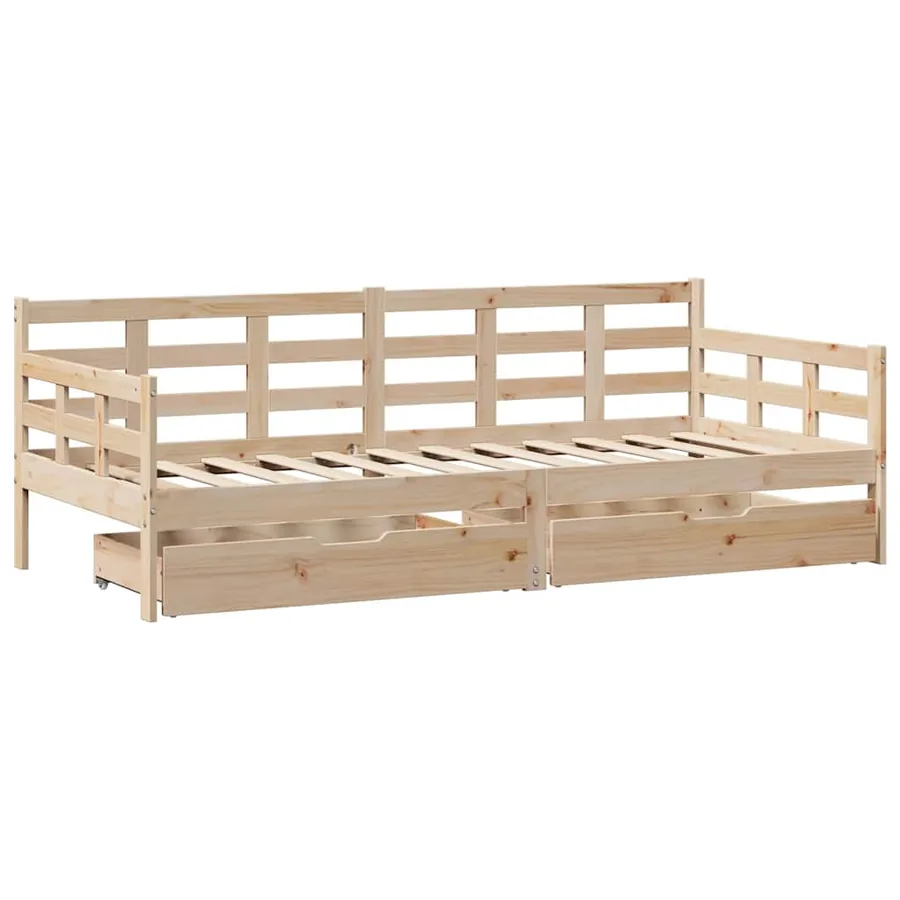 Lit de jour avec tiroirs sans matelas 90x190 cm bois massif - 3