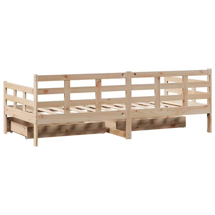 Lit de jour avec tiroirs sans matelas 90x190 cm bois massif - 6