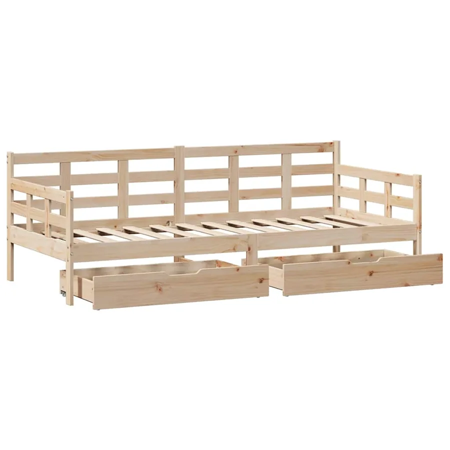 Lit de jour avec tiroirs sans matelas 90x190 cm bois massif - 9