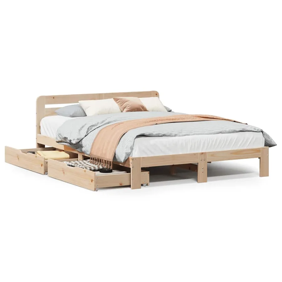 Cadre de lit sans matelas 135x190 cm bois de pin massif - 2
