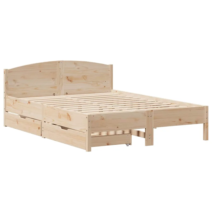 Cadre de lit sans matelas 140x190 cm bois de pin massif - 3