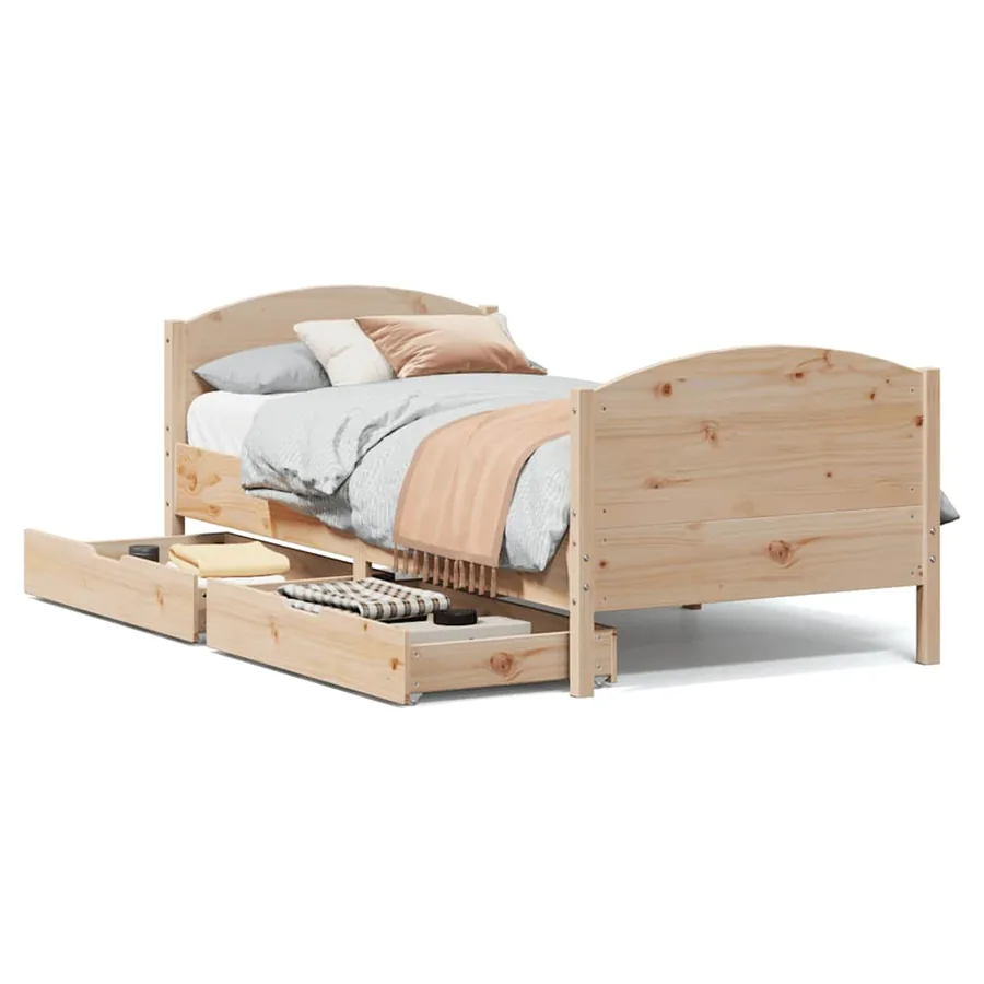 Cadre de lit sans matelas 75x190 cm bois de pin massif - 2