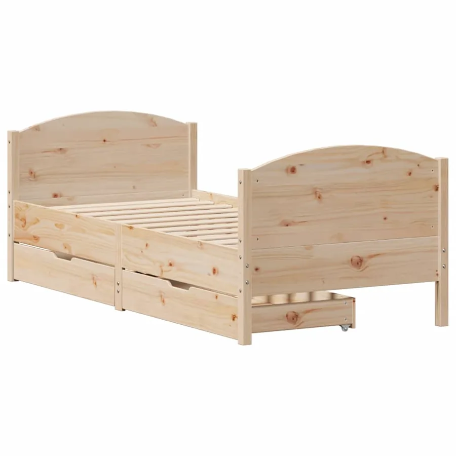 Cadre de lit sans matelas 75x190 cm bois de pin massif - 3