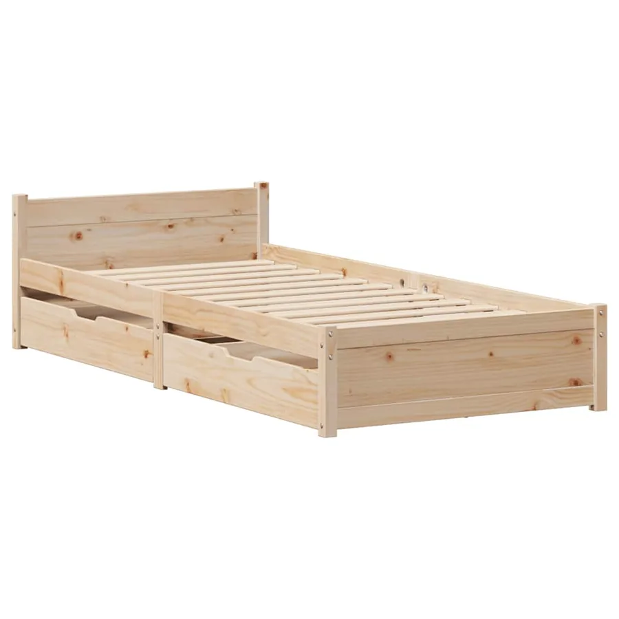 Cadre de lit sans matelas 75x190 cm bois de pin massif - 3