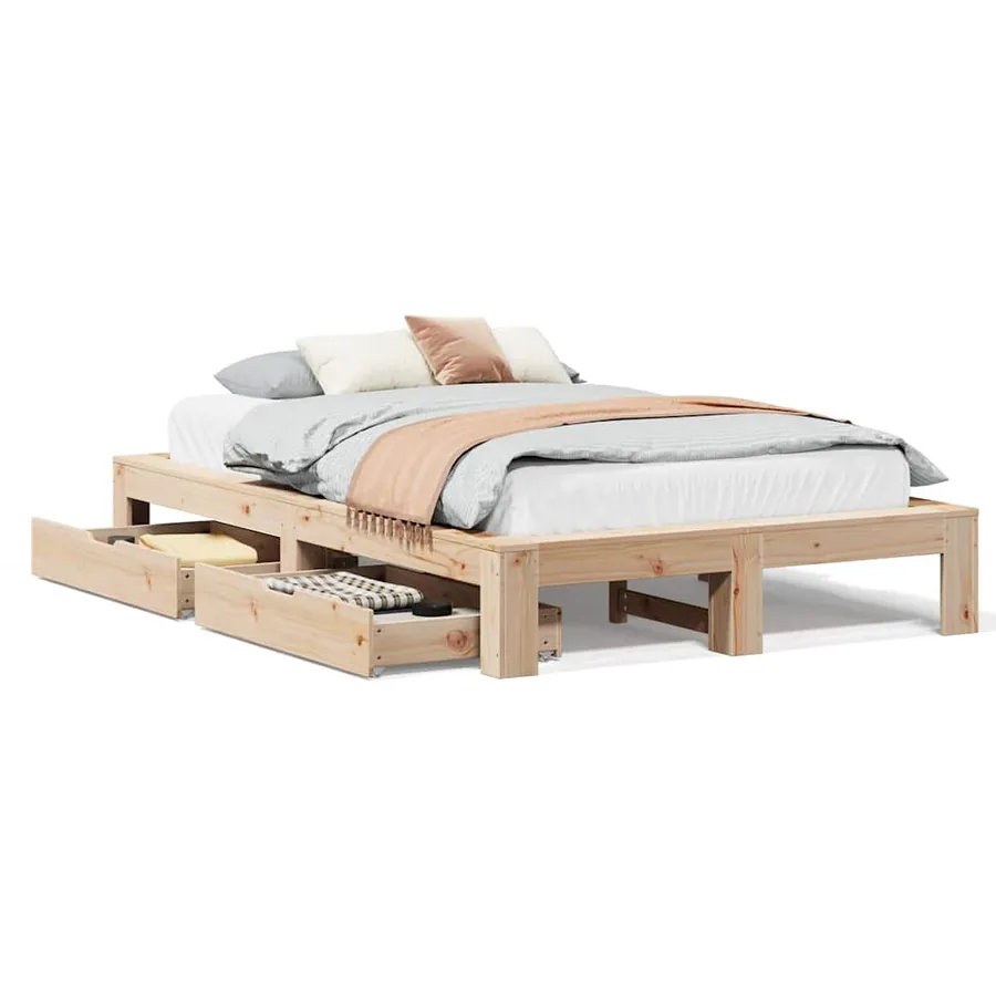 Cadre de lit sans matelas 120x190 cm bois de pin massif - 2