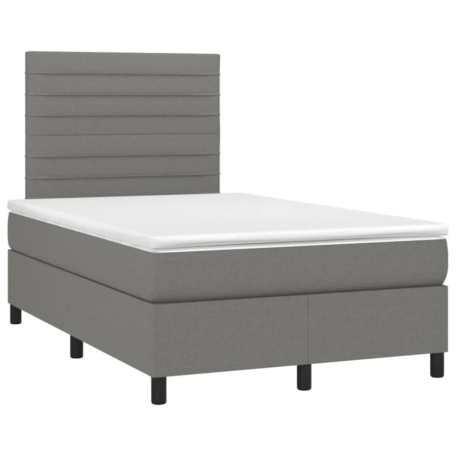 Sommier à lattes de lit et matelas et LED Gris foncé 120x200 cm - 3