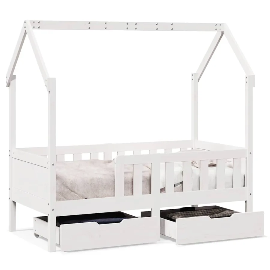 Cadre de lit enfant avec tiroirs sans matelas 70x140 cm bois - 2