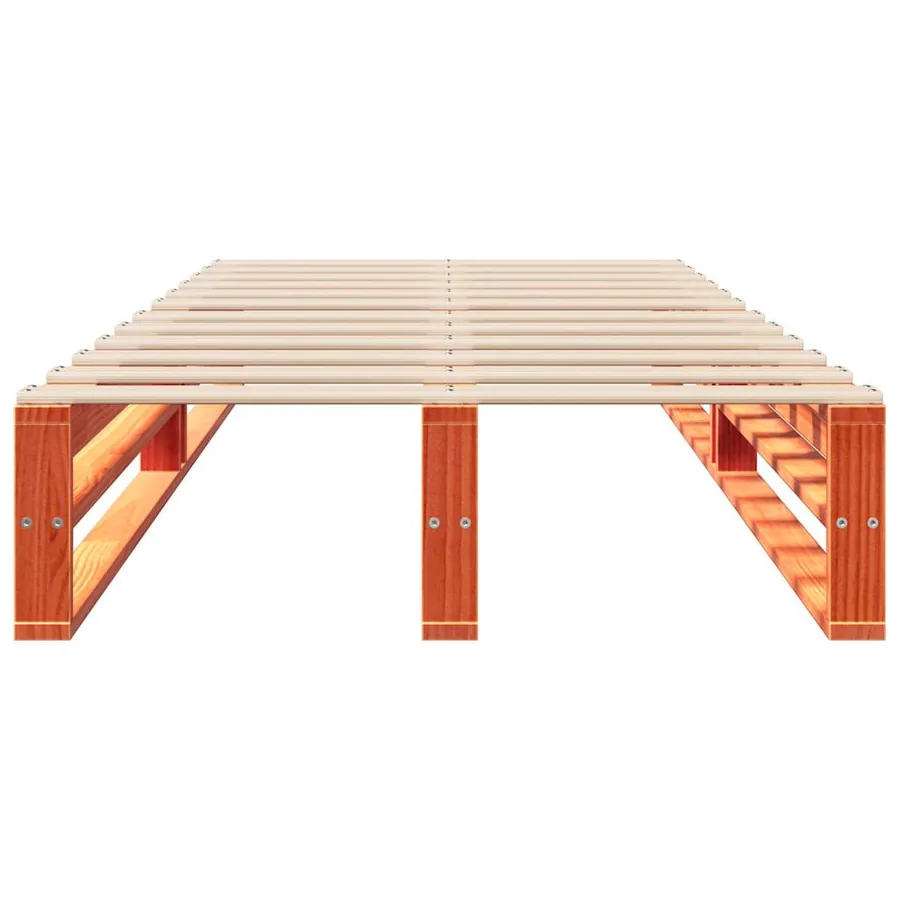 Cadre de lit sans matelas cire marron 100x200cm bois pin massif - 4