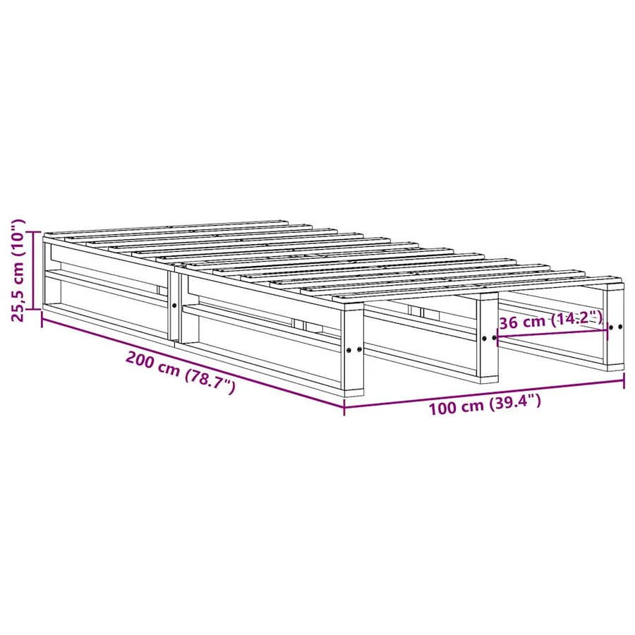 Cadre de lit sans matelas cire marron 100x200cm bois pin massif - 9