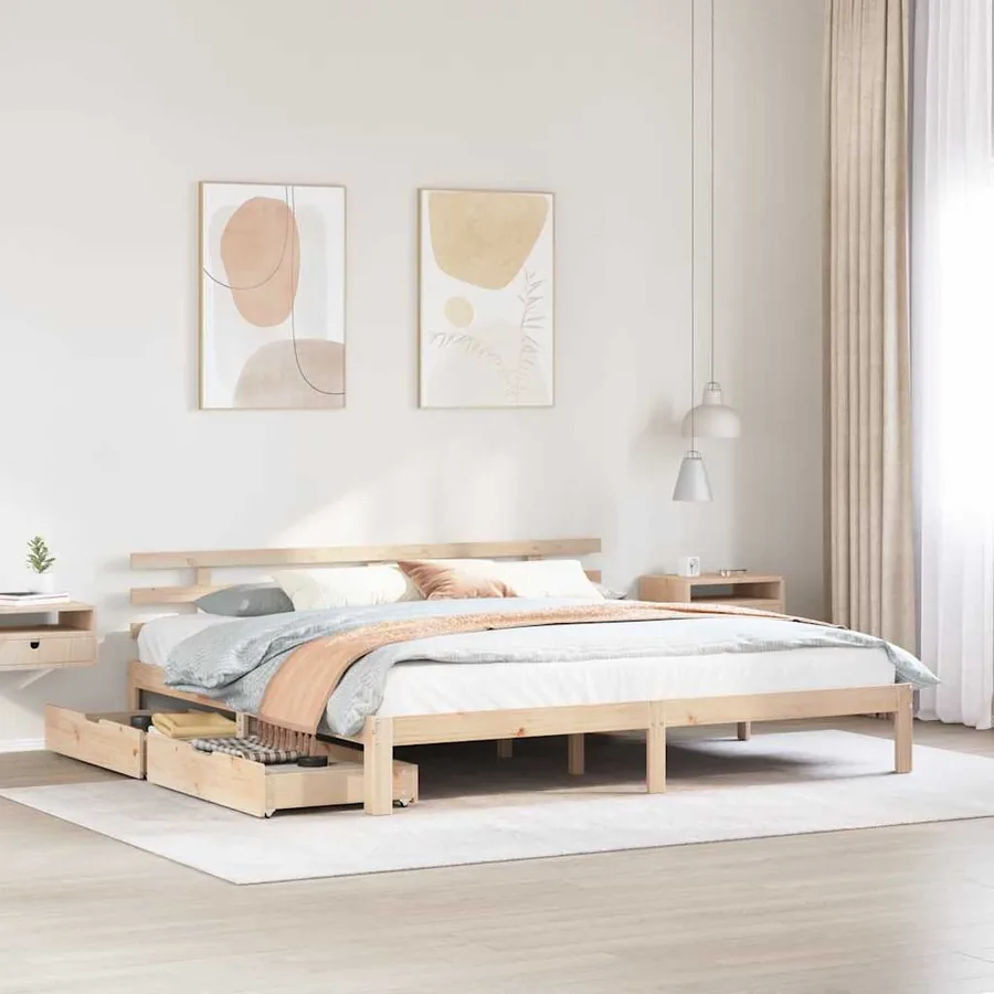 Cadre de lit avec tiroirs sans matelas 200x200 cm
