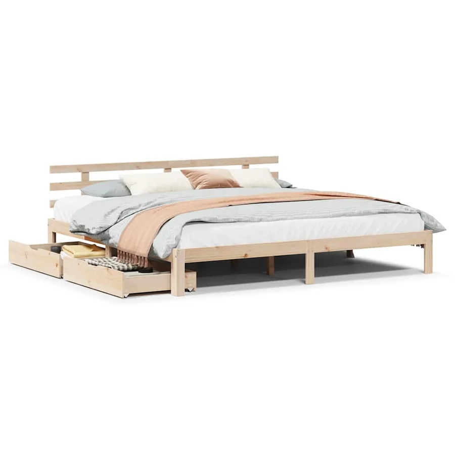 Cadre de lit avec tiroirs sans matelas 200x200 cm - 2