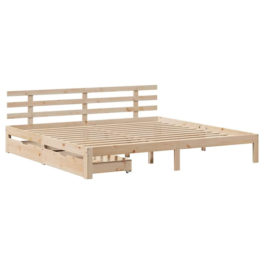 Cadre de lit avec tiroirs sans matelas 200x200 cm - 3
