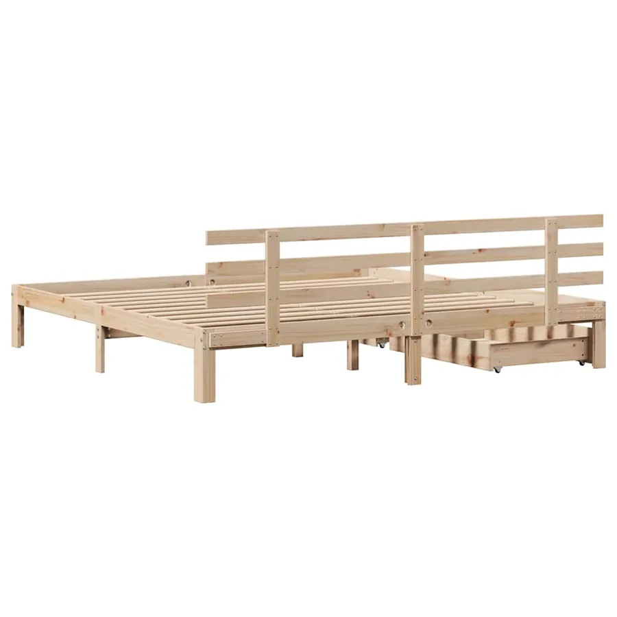 Cadre de lit avec tiroirs sans matelas 200x200 cm - 6