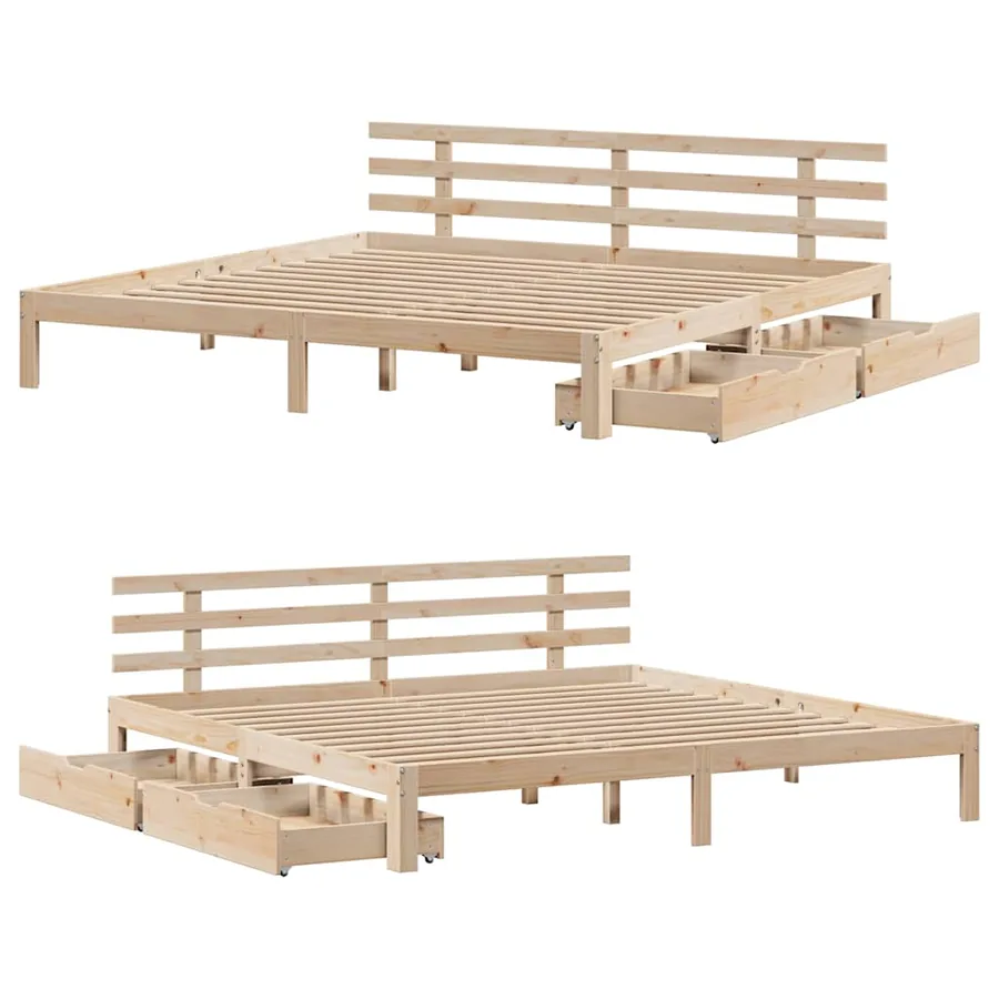Cadre de lit avec tiroirs sans matelas 200x200 cm - 9