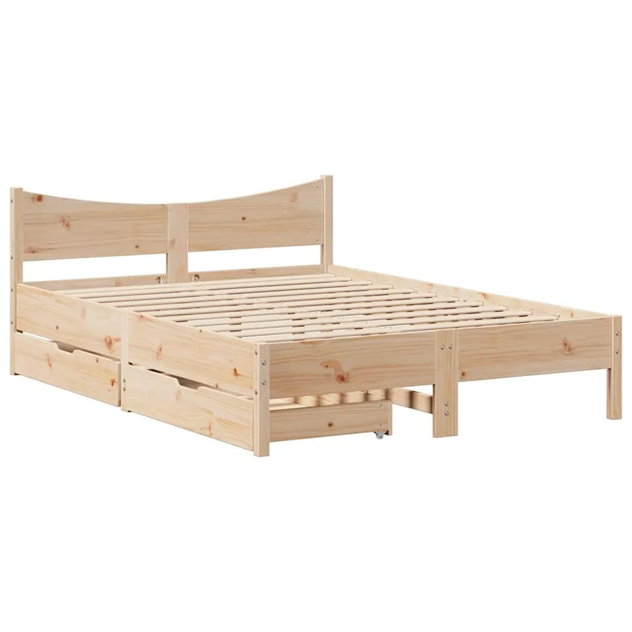 Cadre de lit avec tiroirs 140x190 cm bois de pin massif - 2