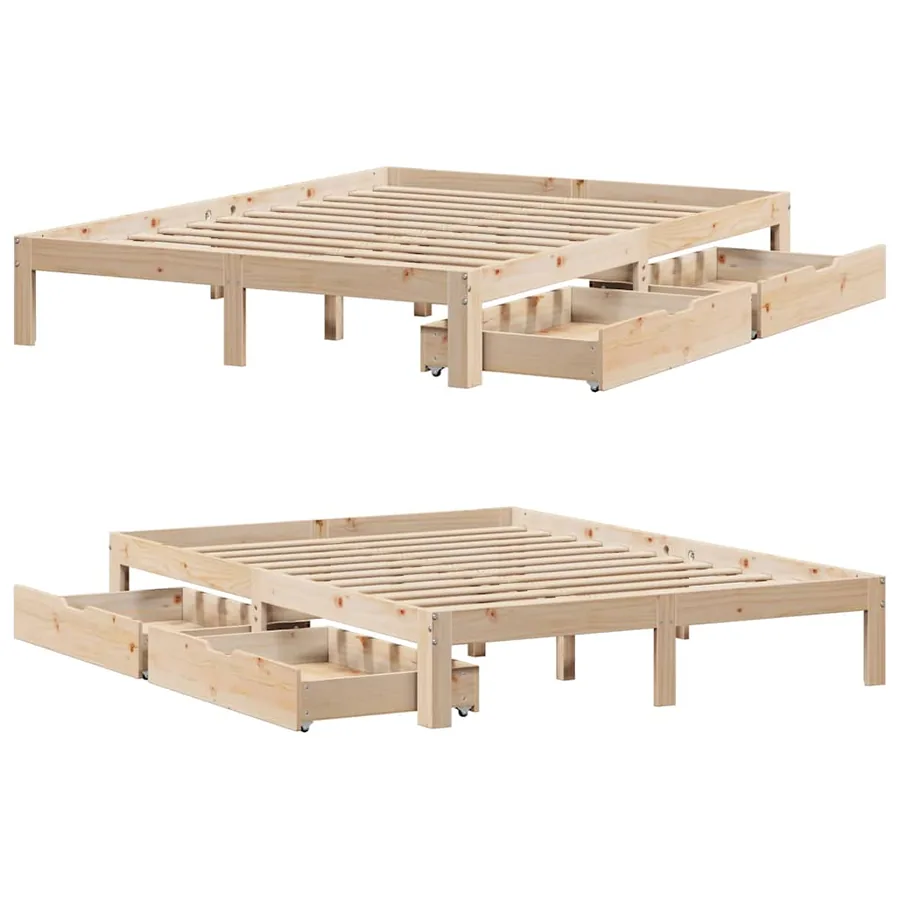 Cadre de lit avec tiroirs sans matelas 140x200 cm - 9