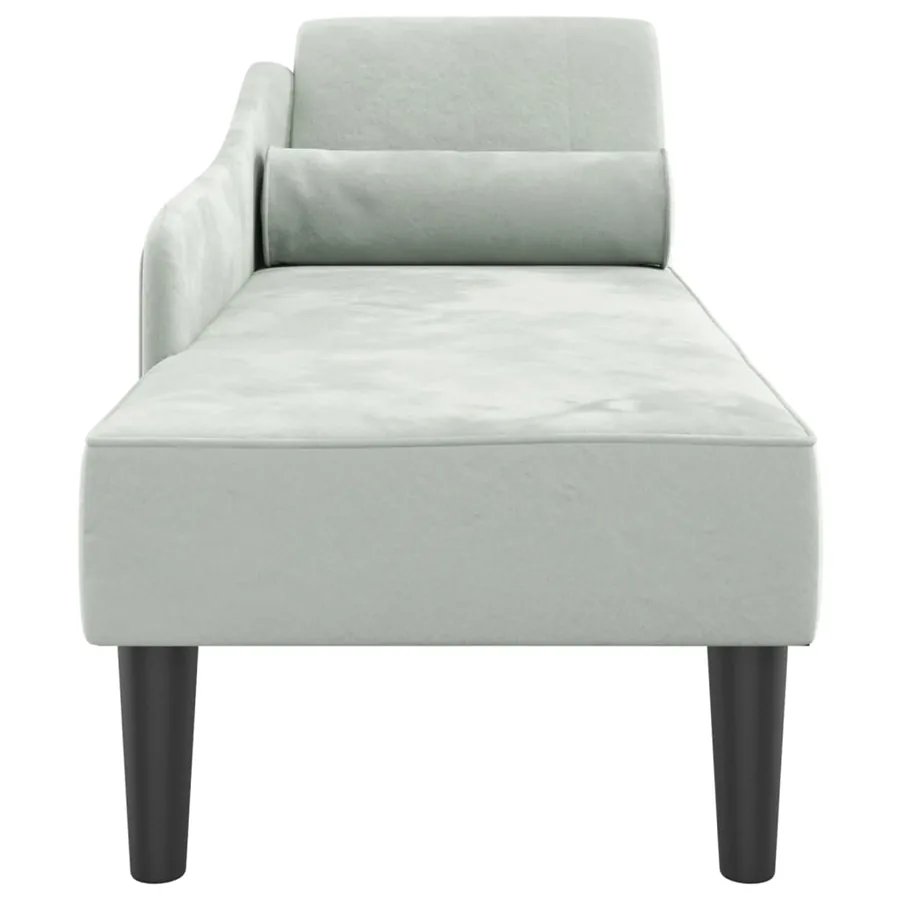 Chaise longue avec coussins gris clair velours - 4