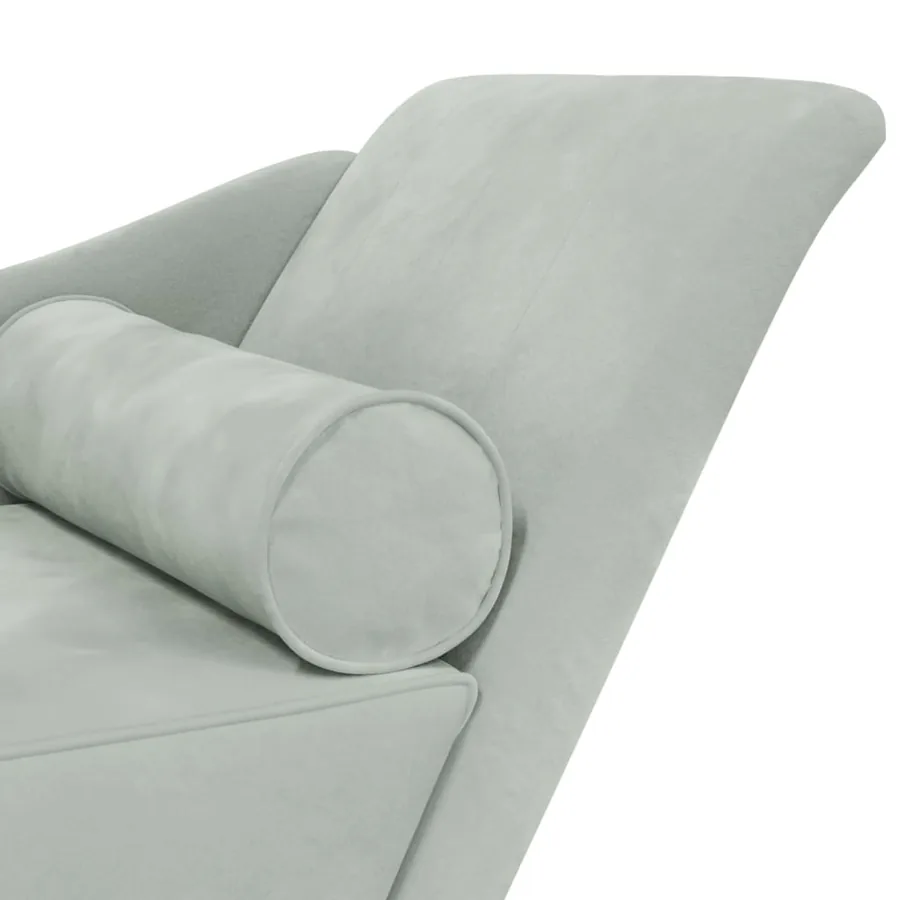 Chaise longue avec coussins gris clair velours - 6