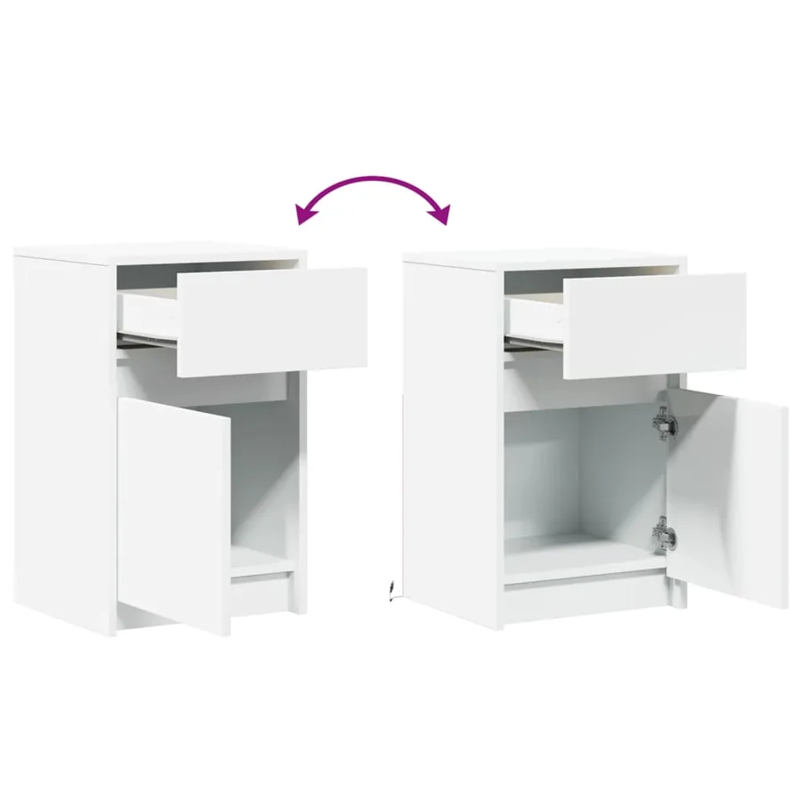 Armoire de chevet avec lumières LED blanc bois d'ingénierie - 10